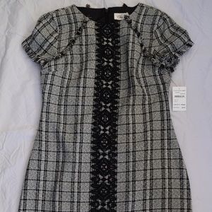 Knee length black and white Dress